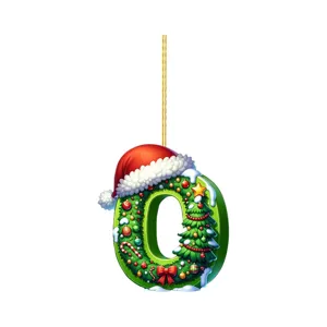 Detailed view of 2D acrylic Christmas letter O pendant, perfect for holiday tree and party decor.