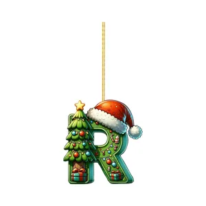 Christmas letter R hanging ornament acrylic tree decoration holiday party gift accessories