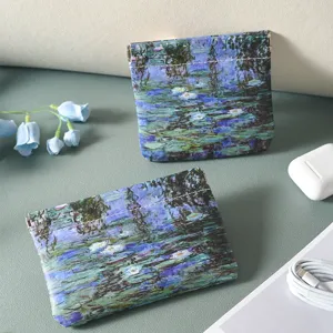 Monet Oil Painting Cosmetic Pouch Portable Squeeze Coin Purse Art Print Makeup Storage Bag Mini Travel Pouch