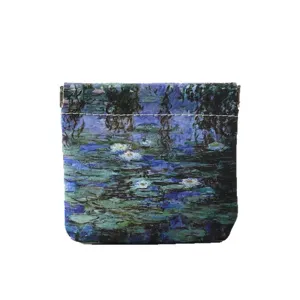 Monet oil painting coin purse portable squeeze pouch mini makeup storage bag for lipstick