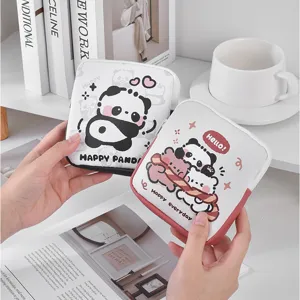 Cute cartoon panda zipper pouch portable cosmetic bag small money purse for daily use