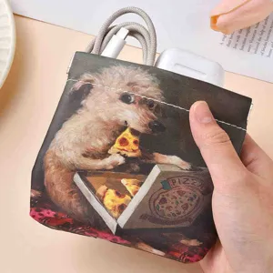 Automatic closing storage bag mini coin pouch portable data cable headphone organizer
