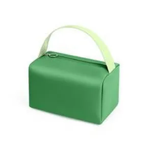 Portable green cosmetic bag with handle large capacity travel toiletry storage bag for women