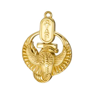 Goldener ägyptischer gefiederter Ankh Anhänger Edelstahlschmuck DIY Herstellungs-Accessoire.