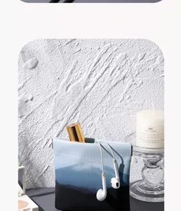 Mini portable cosmetic storage bag detail view featuring a scenic Mount Fuji design.