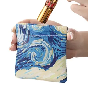 Petite pochette flexible portable pour pièces et rouge à lèvres avec motif d'art nuit étoilée.