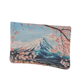 Mount Fuji Cherry Blossom Print Cosmetic Pouch Portable Makeup Storage Bag for Women