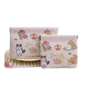 Leuke make-up tas met veerclip draagbare lippenstift opbergtas mini portemonnee leuke kampeerprint