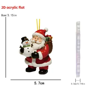 Christmas tree 2D acrylic flat Santa Claus snowman hanging ornament holiday party decor.