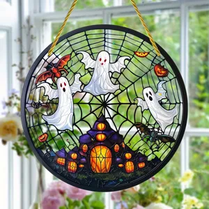 Halloween acrylic ghost suncatcher hanging decoration for home window garden decor