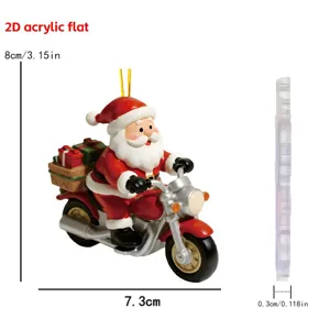 Christmas tree acrylic hanging ornament Santa Claus on motorcycle festive party decor