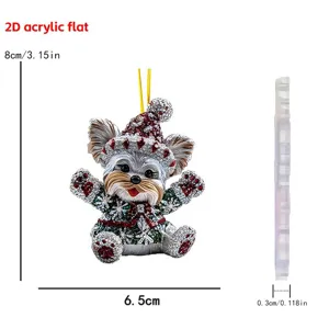 2D acrylic flat Christmas tree ornament cute dog pendant holiday party decor item