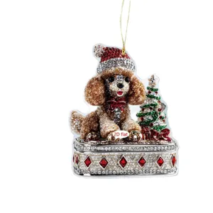 Christmas Poodle Acrylic Flat Ornament Santa Hat Holiday Party Hanging Gift Decor 2025