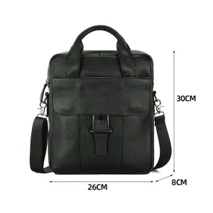 Genuine leather mens business briefcase laptop bag top layer cowhide casual messenger bag