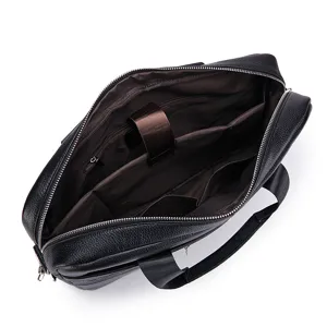 Borsa da lavoro in pelle uomo vista interna 14 pollici borsa per laptop multi-scomparto business