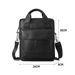 Genuine leather men messenger bag casual business shoulder bag cowhide flap crossbody bag