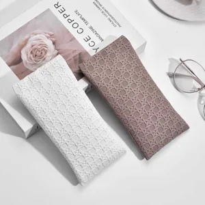 Minimalist Woven Texture PU Leather Glasses Case Portable Anti-Pressure Eyeglass Storage Bag Unisex Retro Sunglass Pouch