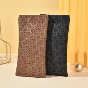 Woven texture simple glasses case unisex anti-pressure portable storage bag for daily use