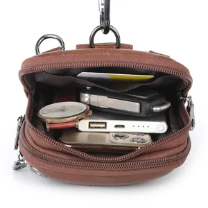 Heren Echt Lederen Heuptas Multifunctionele Borsttas Sling Bag Casual Retro Tas Mooi
