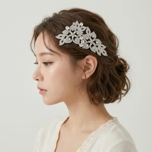 Peigne à cheveux élégant en strass pour mariée, accessoire de coiffure en cristal brillant