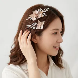 Handgemachte Blumen Haarkamm Set für Hochzeit Abendparty, elegante minimalistische Braut.