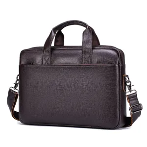 Borsa da Lavoro da Uomo in Vera Pelle Grande Capacità Borsa Porta PC Urbana Minimalista Borsa a Mano in Pelle di Mucca per Lavoro
