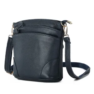 Genuine leather multi-pocket shoulder bag detail, elegant design for everyday use.