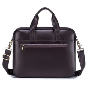 Borsa da uomo d'affari in vera pelle marrone scuro per viaggio borsa per laptop con tracolla.