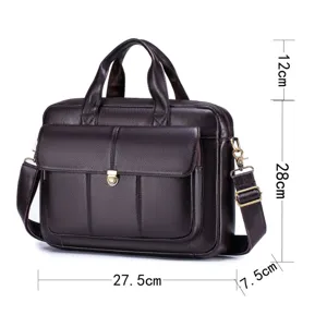 Borsa da lavoro uomo in vera pelle borsa porta pc business con manico e tracolla 28cm