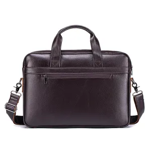 Borsa da lavoro in pelle da uomo marrone borsa a tracolla per laptop grande ufficio