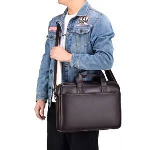 Borsa da lavoro uomo in vera pelle ventiquattrore borsa porta pc vintage tracolla