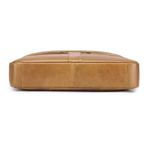 Men genuine leather briefcase bottom view laptop bag business brown messenger bag stylish.