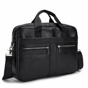 Borsa da Lavoro in Vera Pelle da Uomo Borsa per Laptop 14 Pollici Borsa a Mano per Commuter d'Affari Borsa a Tracolla Resistente all'Usura