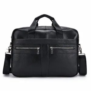 Borsa da lavoro uomo in pelle nera cartella porta pc 14 pollici a tracolla elegante