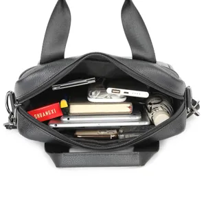Sac a main homme cuir noir grande capacite mallette d'affaires sac bandouliere bureau