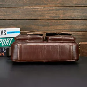 Genuine leather men crossbody bag top layer cowhide business casual shoulder messenger bag