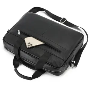 Men's genuine leather business briefcase 15-inch laptop bag casual shoulder messenger bag