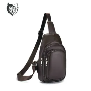 Men's Genuine Leather Chest Bag Vintage Casual Crossbody Bag Large Capacity Cowhide Shoulder Bag Urban Minimalist