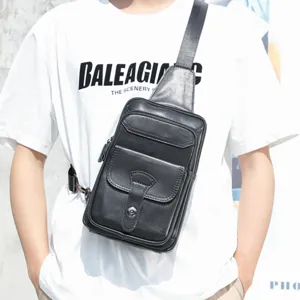 Bolso de pecho de cuero genuino para hombre bandolera vintage casual elegante y estilosa