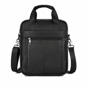 Sac à Main d'Affaires en Cuir Véritable de Vachette pour Hommes Grande Capacité Sac Bandoulière Imperméable Casual