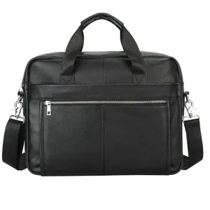 Mens black genuine leather briefcase laptop bag business shoulder messenger bag for work