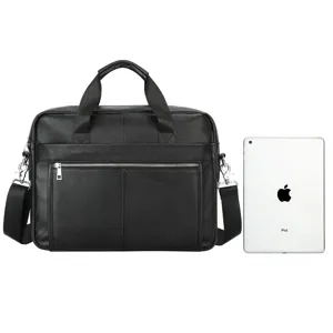 Men Genuine Leather Business Briefcase 15 Inch Laptop Bag Crossbody Messenger For Work