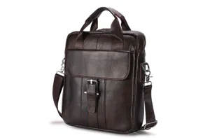 Men genuine leather briefcase vintage business messenger bag casual shoulder handbag for men.