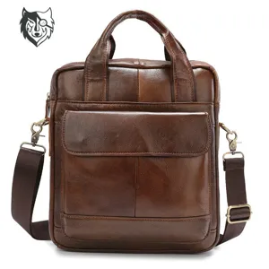 Echte lederen heren zakelijke aktetas grote capaciteit schouder messenger tas voor kantoor.