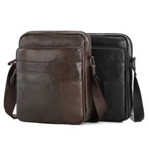 Men's genuine leather shoulder crossbody bag, casual business travel vintage style.