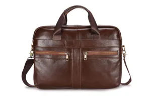 Genuine Leather Men Business Briefcase Vintage Cowhide Shoulder Messenger Bag Laptop Handbag