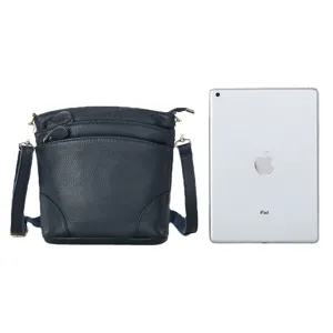 Genuine leather multi-pocket shoulder bag for women, large capacity casual crossbody bag.