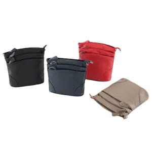 Multi-pocket genuine leather crossbody shoulder bag for women, large capacity daily purse.