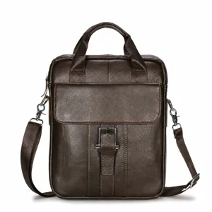 Men's Business Briefcase Vintage Top Layer Cowhide Leather Laptop Bag Casual Shoulder Crossbody Bag For Men Commuting