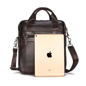 Men's genuine leather briefcase casual shoulder bag crossbody business handbag brown new